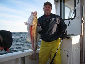 Gary Tremblay  landed this cod fish aboard Relentless using clams as bait